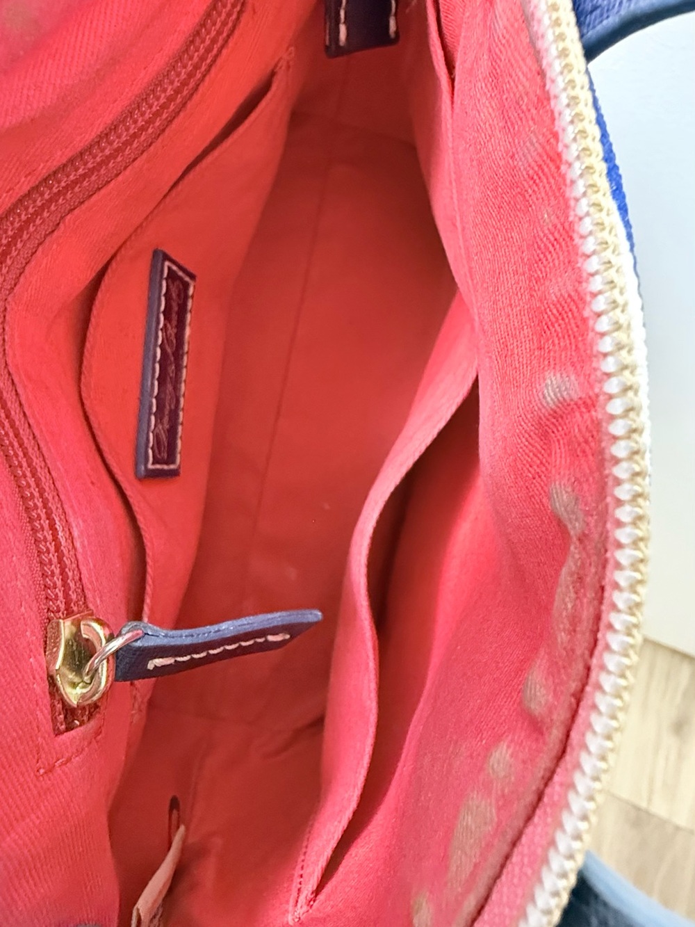 Dooney & Bourke Navy and White Striped Mini Satchel - Picture 7 of 14